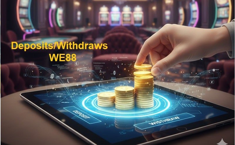 Deposits and withdraws money